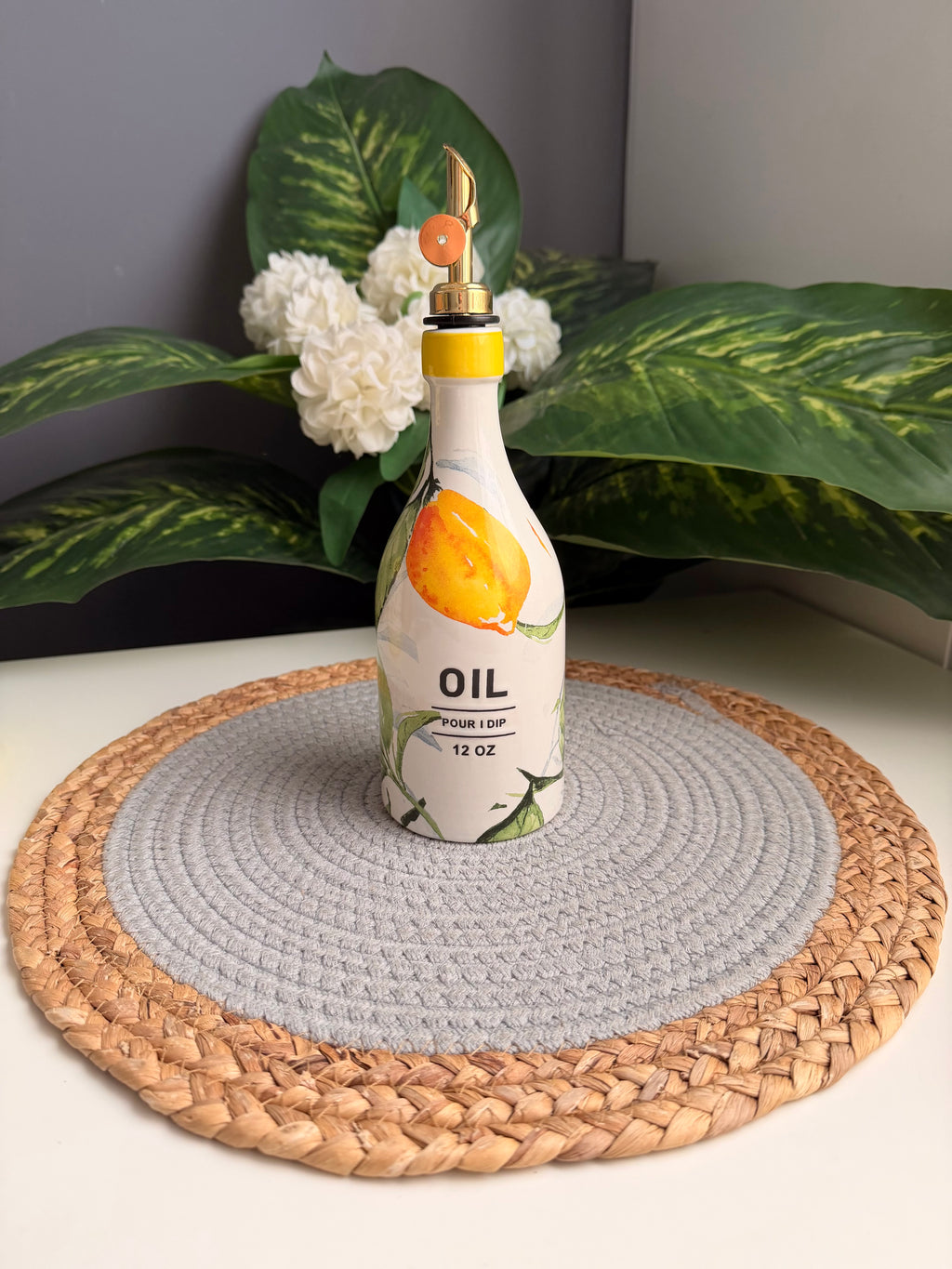 Lemon porcelain oil bottle (code340)ليمون