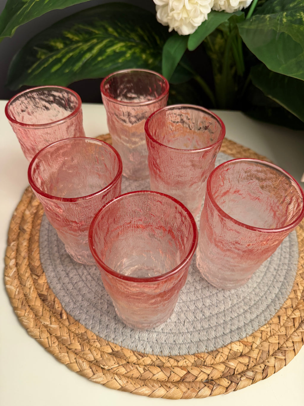 طقم ٦ قطع حرف جولد Ice glass cup (أحمر ) (code449)