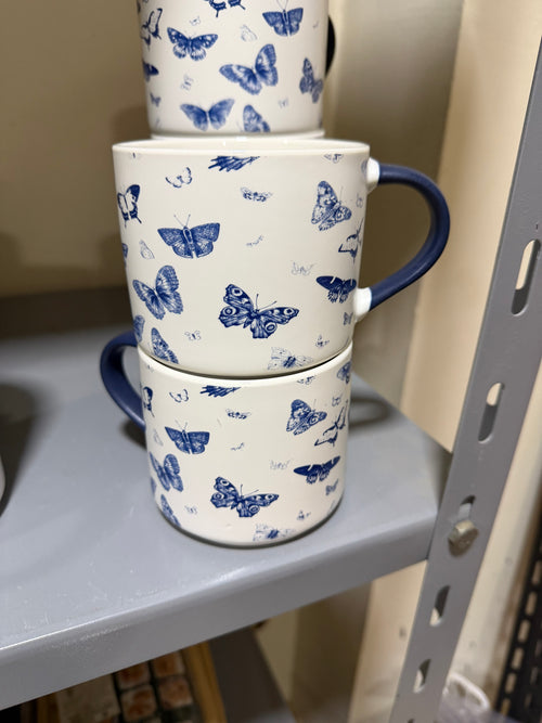 1 Blue Butterfly mug porcelain (code1941) (فراشه)