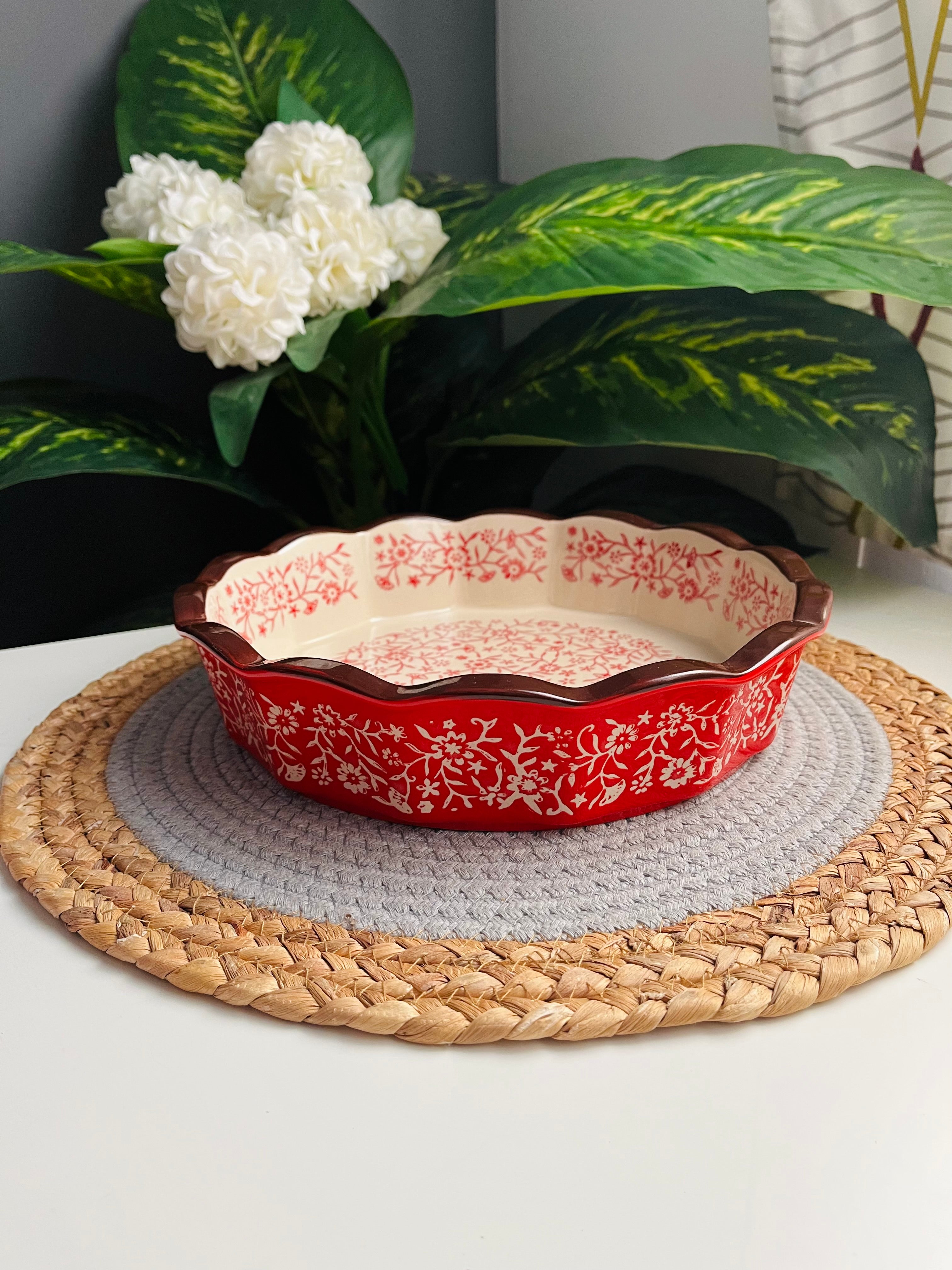 طاجن أحمر وسط 23cm(زجزاج)code02 (وسط)
