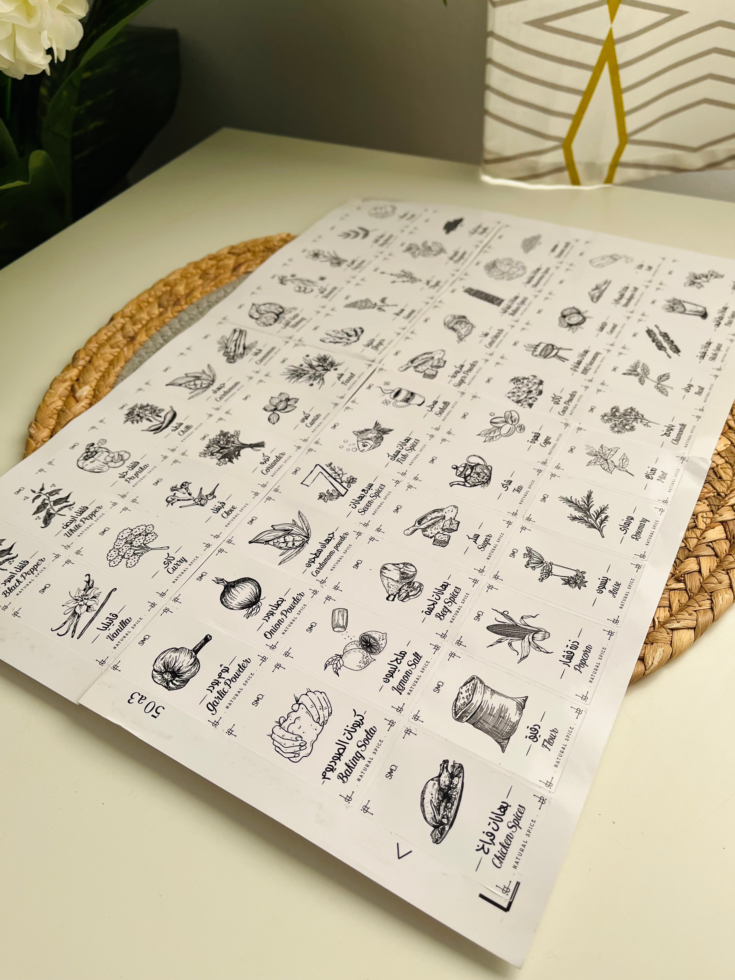 55 stickers for spices (رسومات) size 3.5cm*5cm