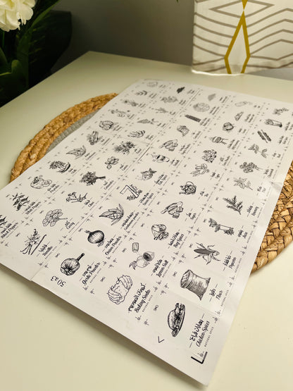 55 stickers for spices (رسومات) size 3.5cm*5cm