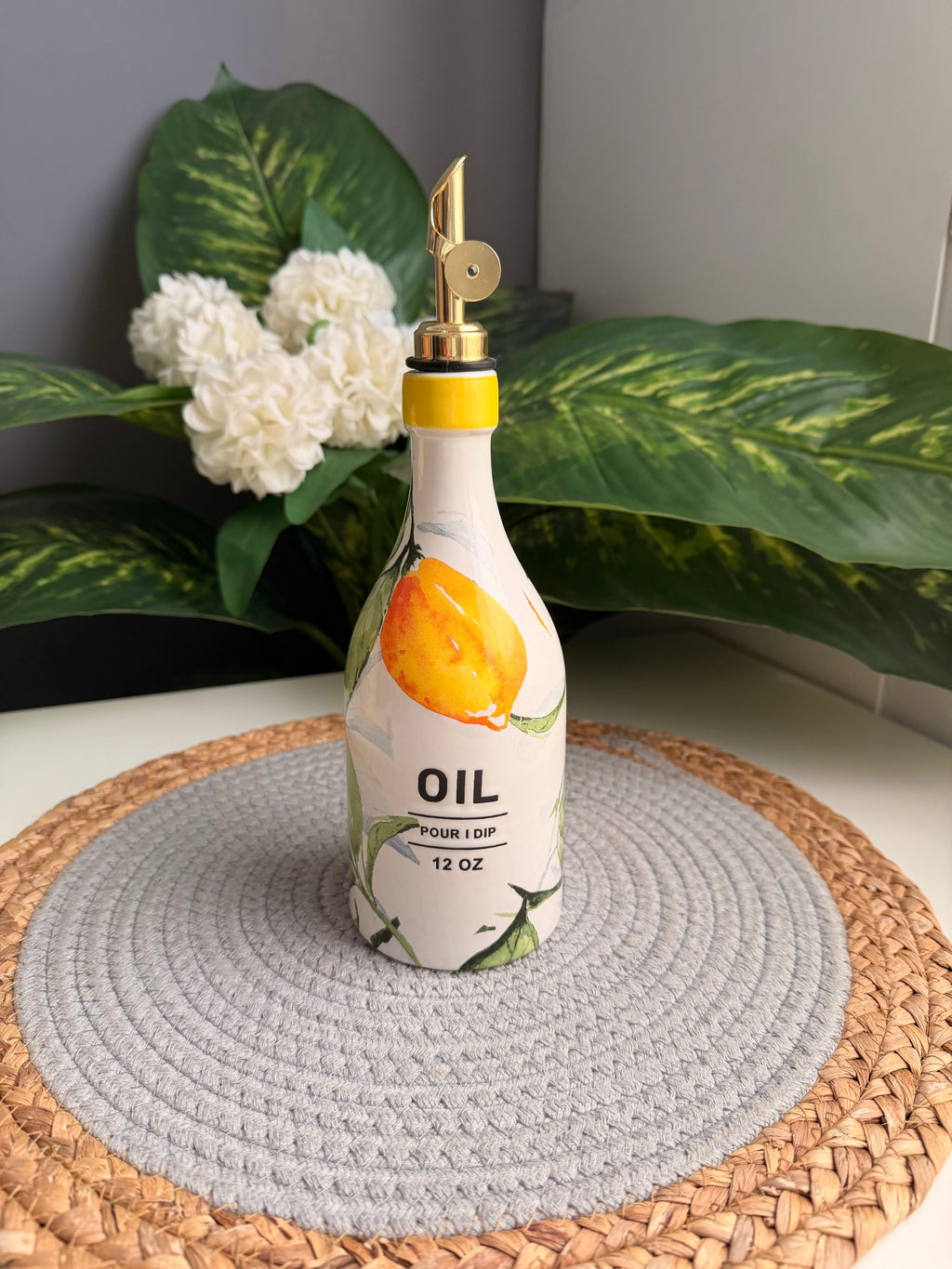 Lemon porcelain oil bottle (code340)ليمون