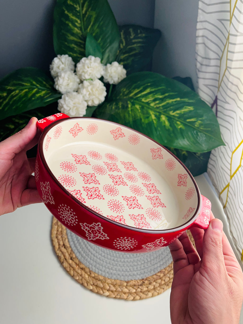طاجن أحمر وسط 22cm(مدور)code14