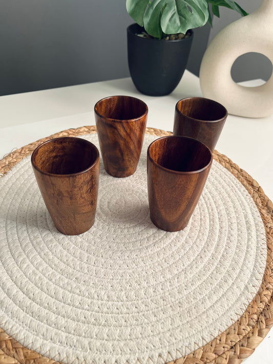 Set of 4 wooden coffee cup(small)