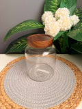 glass jar(new) (code11)(17cm) غطاء غامق