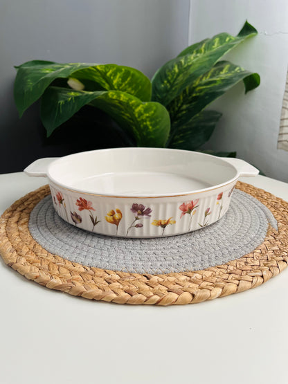 Tajin porcelain  (code370)   كبير طاچن بورسلين  مدور رسومات