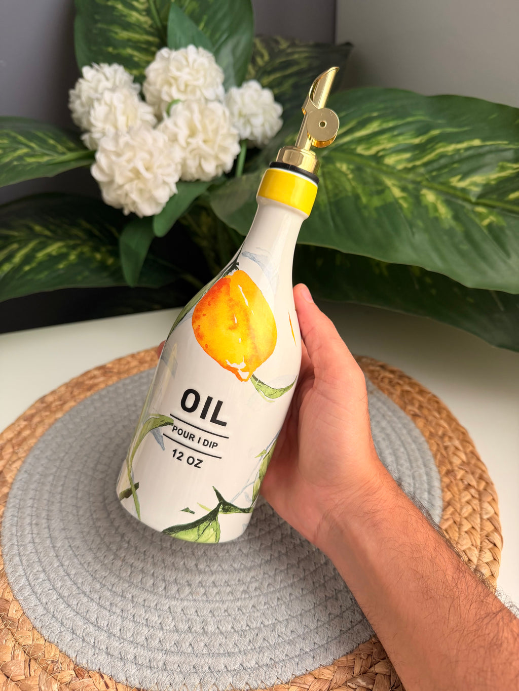Lemon porcelain oil bottle (code340)ليمون