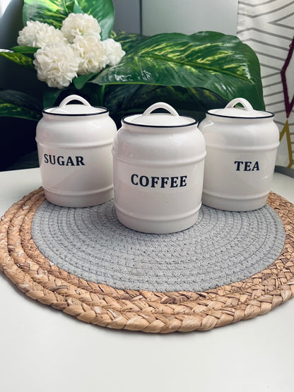 Set of 3 porcelain jars(coffe/sugar/tea)0.9L