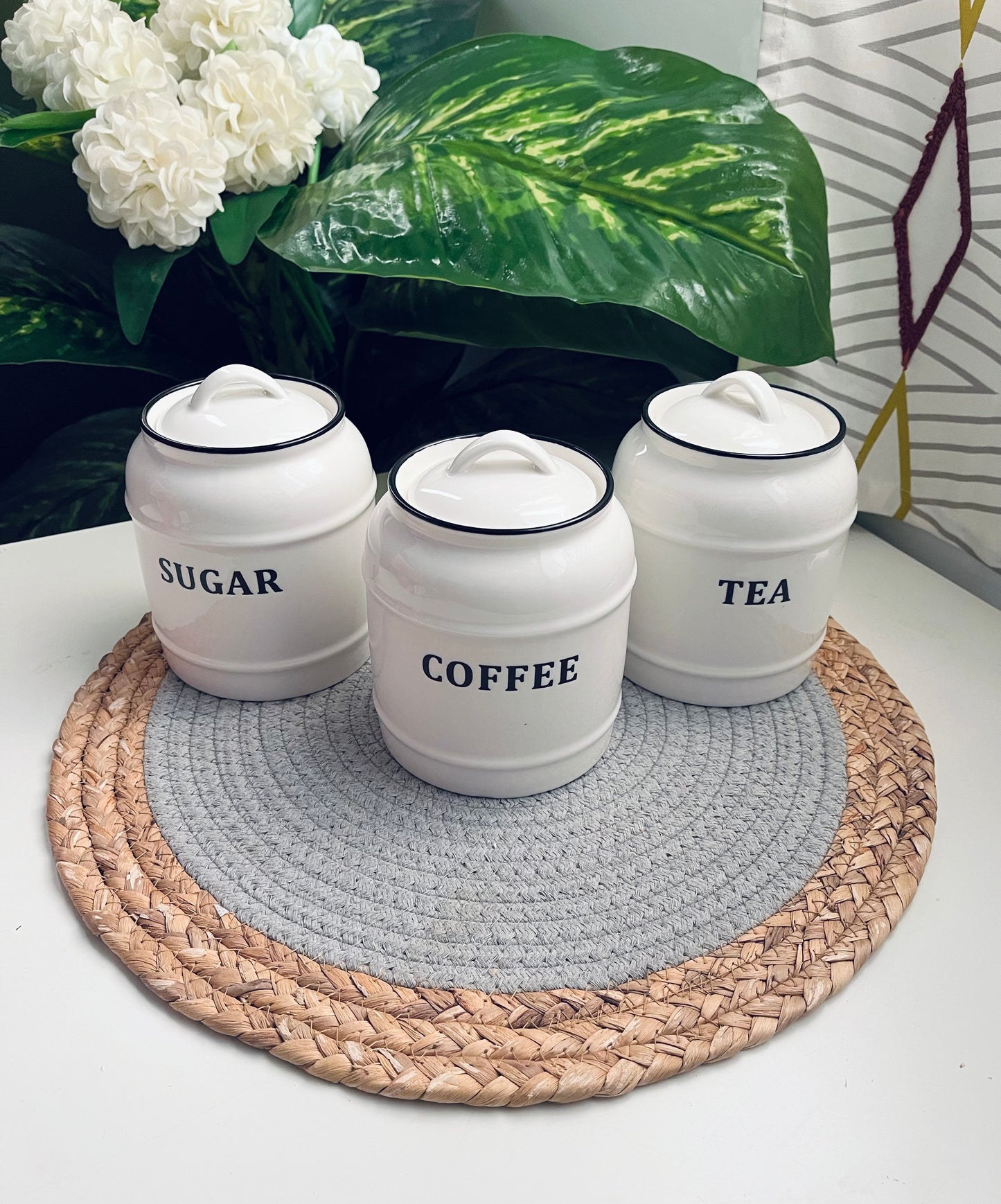 Set of 3 porcelain jars(coffe/sugar/tea)0.9L