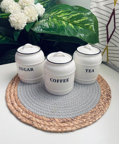 Set of 3 porcelain jars(coffe/sugar/tea)0.9L