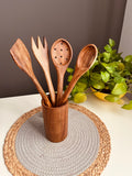 Size large Set of 4p Utensils with wooden holder