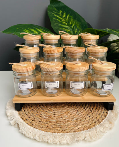 (curvy) 12 glass jars 200ml +mixed stairs