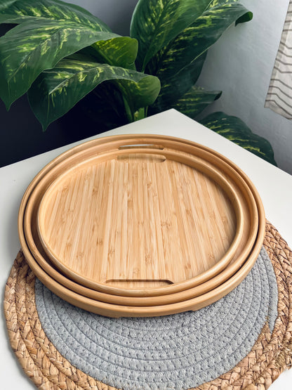 Set of 3 bamboo trays (مدور  جديد)