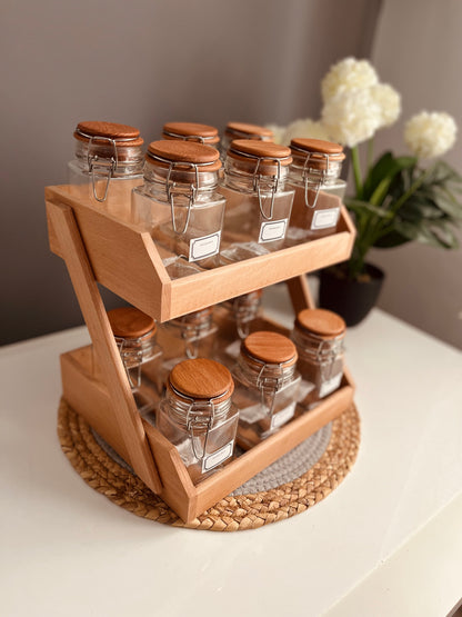Set of 12 (كلبس) glass jars 300ml + Strips organizer