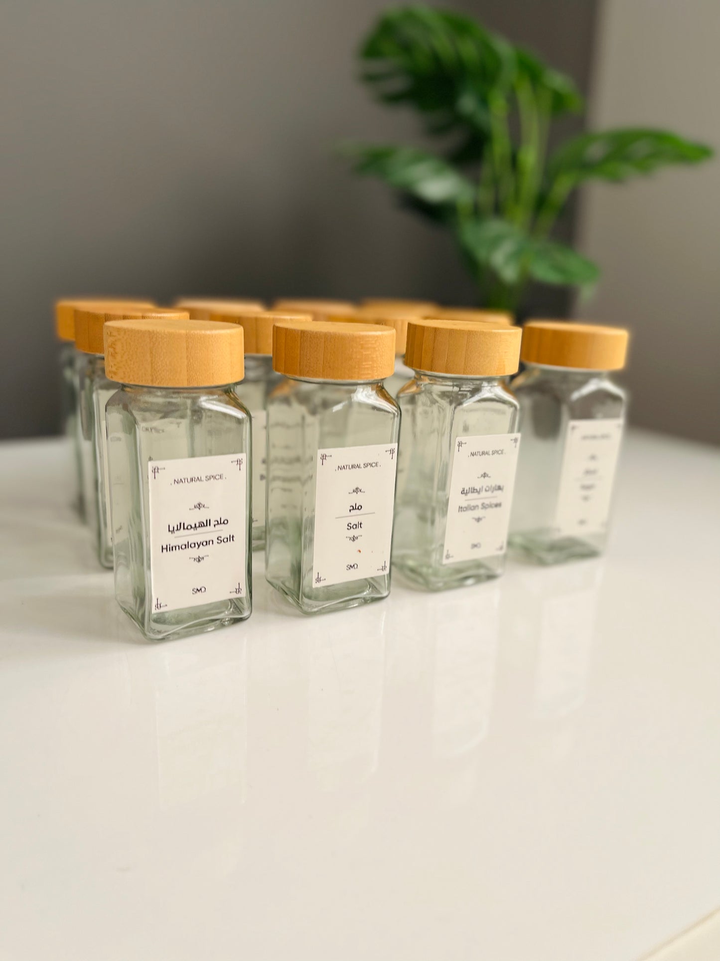 Set of 12 square 150ml glass jars