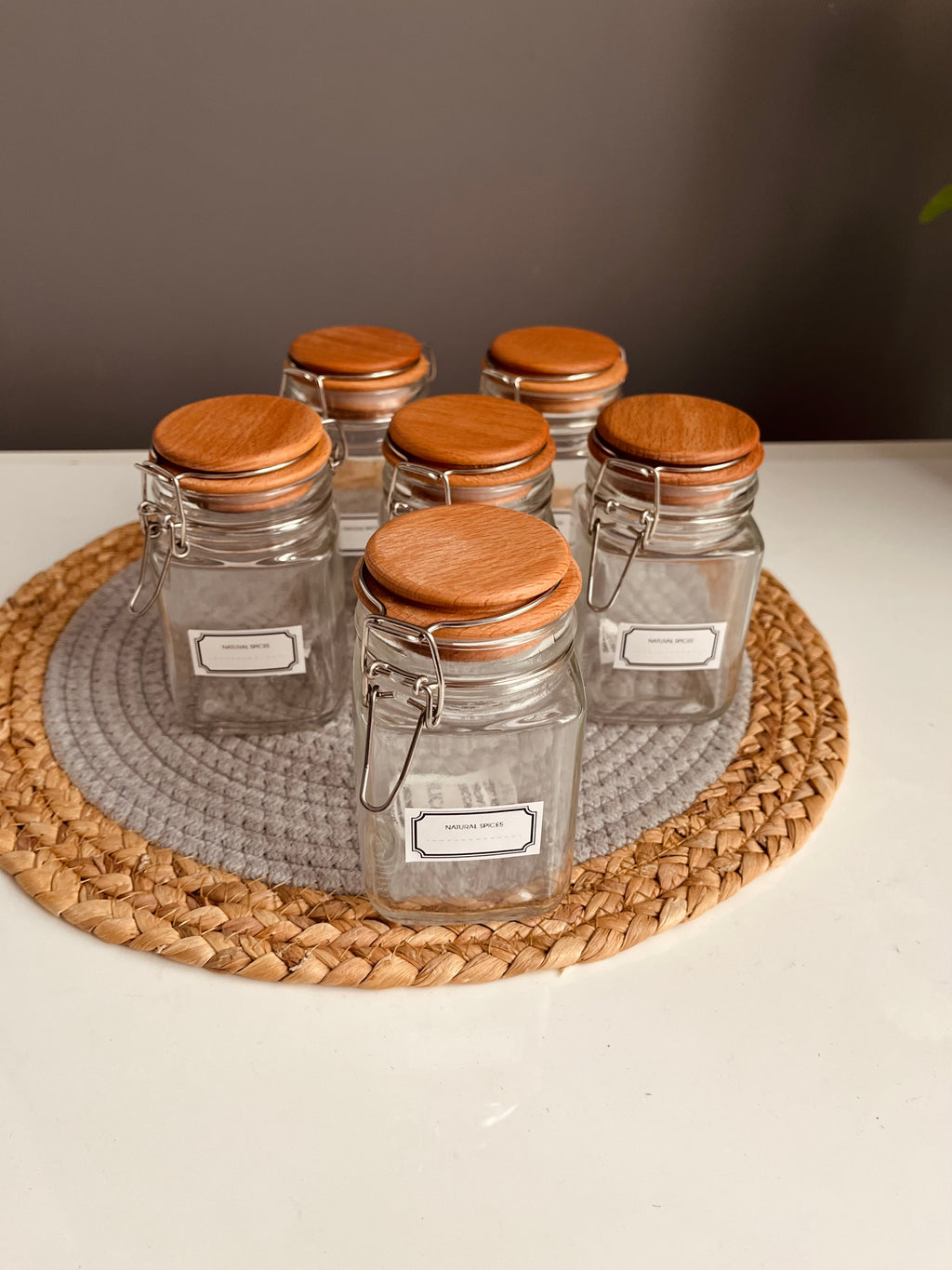 Set of 6 glass  (كلبس) jars 300ml