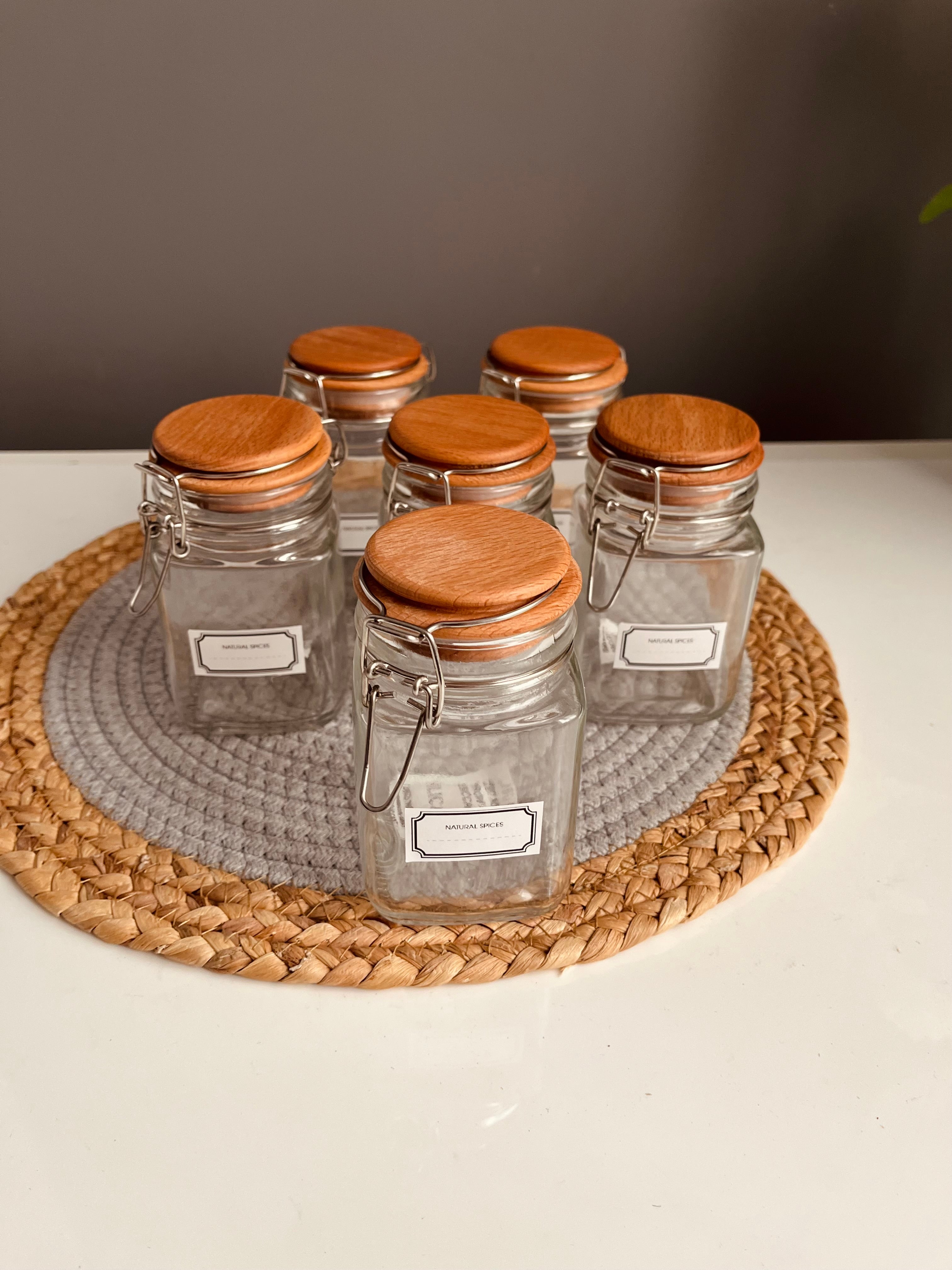 Set of 6 glass  (كلبس) jars 300ml
