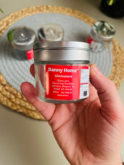 Set of 4 glass jars with stainless 80ml lid(code1900-57)