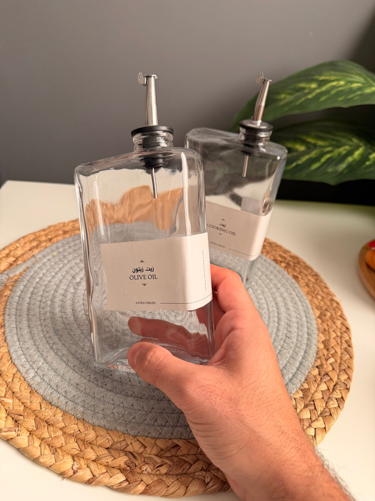 Set of (2) Oil bottles square+أستكرين  (code 294)(سلڤر)