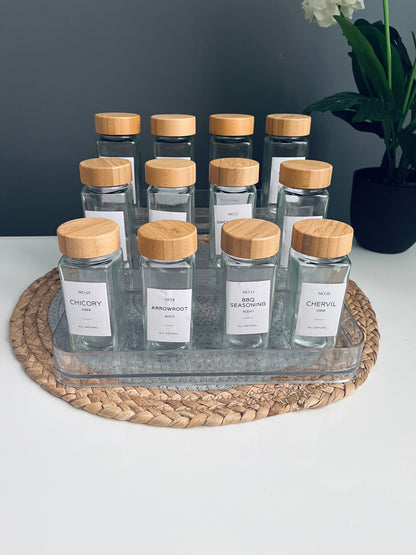 Set of 12 glass jars 150ml + acrylic stairs