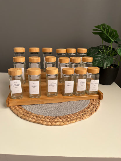 Set of 18 glass jars 150ml +( small bamboo stairs )