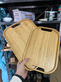 (طقم ٢) bamboo trays (مستطيل جديد كيرڤى وسط و صغيره)OFFER