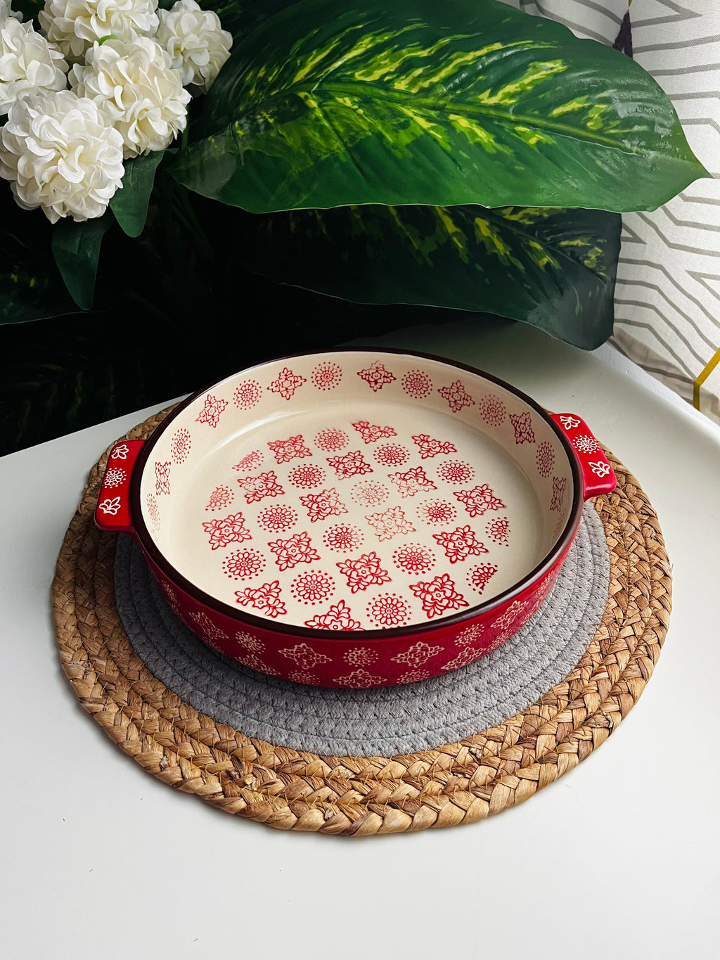 طاجن أحمر كبير 25cm(مدور)code15