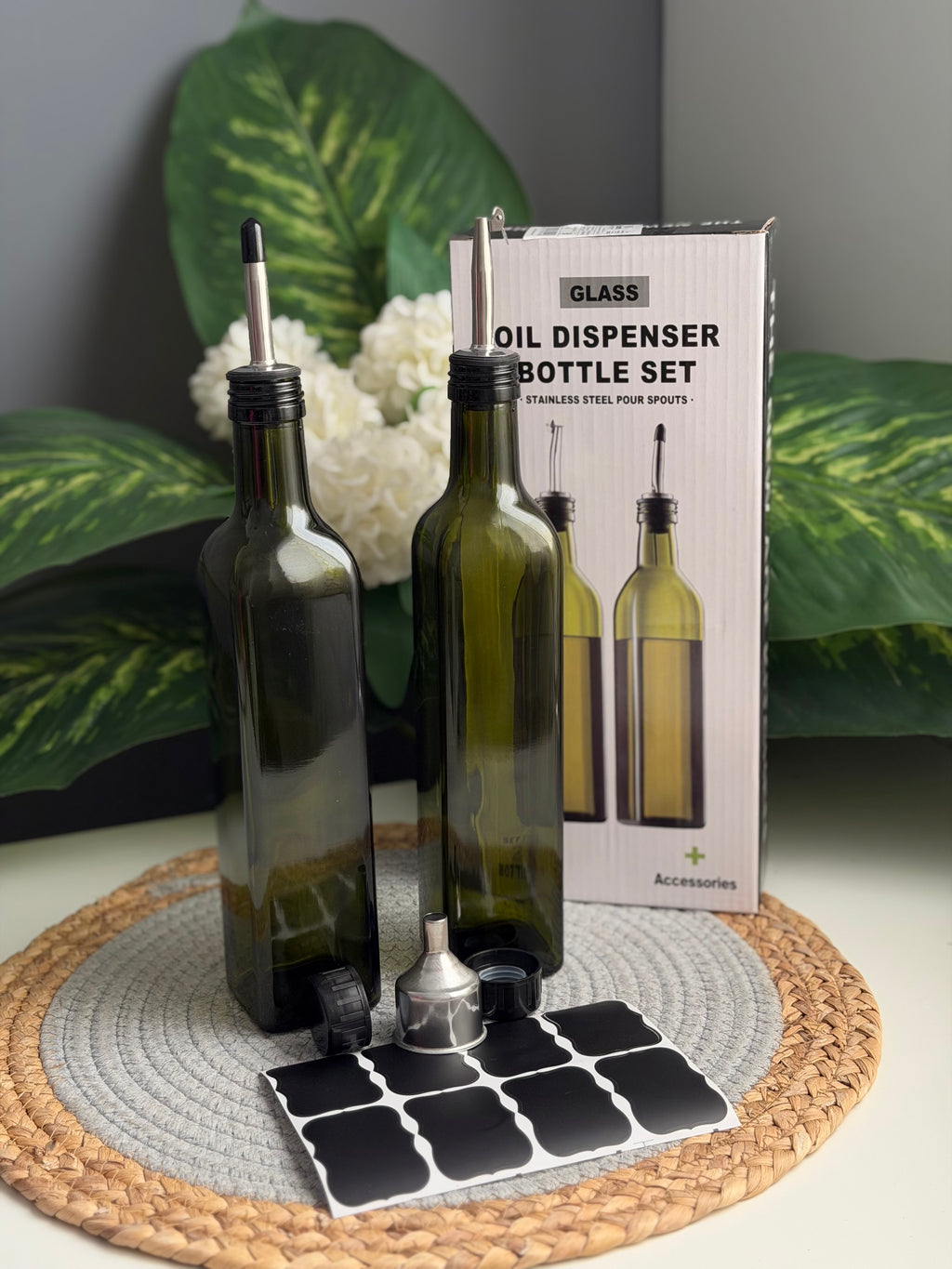 زيت ريتون Set of 2 glass oil bottles 450ml (code295)