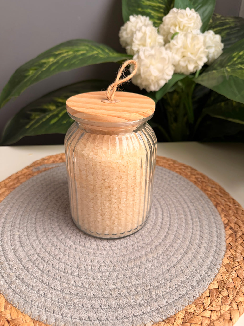 One glass jar 1000ml (وسط مضلع بالقطعه) (code336)