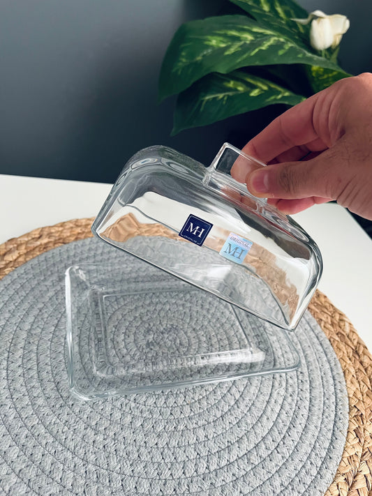 Butter glass box علبه زبده بيد زجاج غطاء زجاج ( جديد)