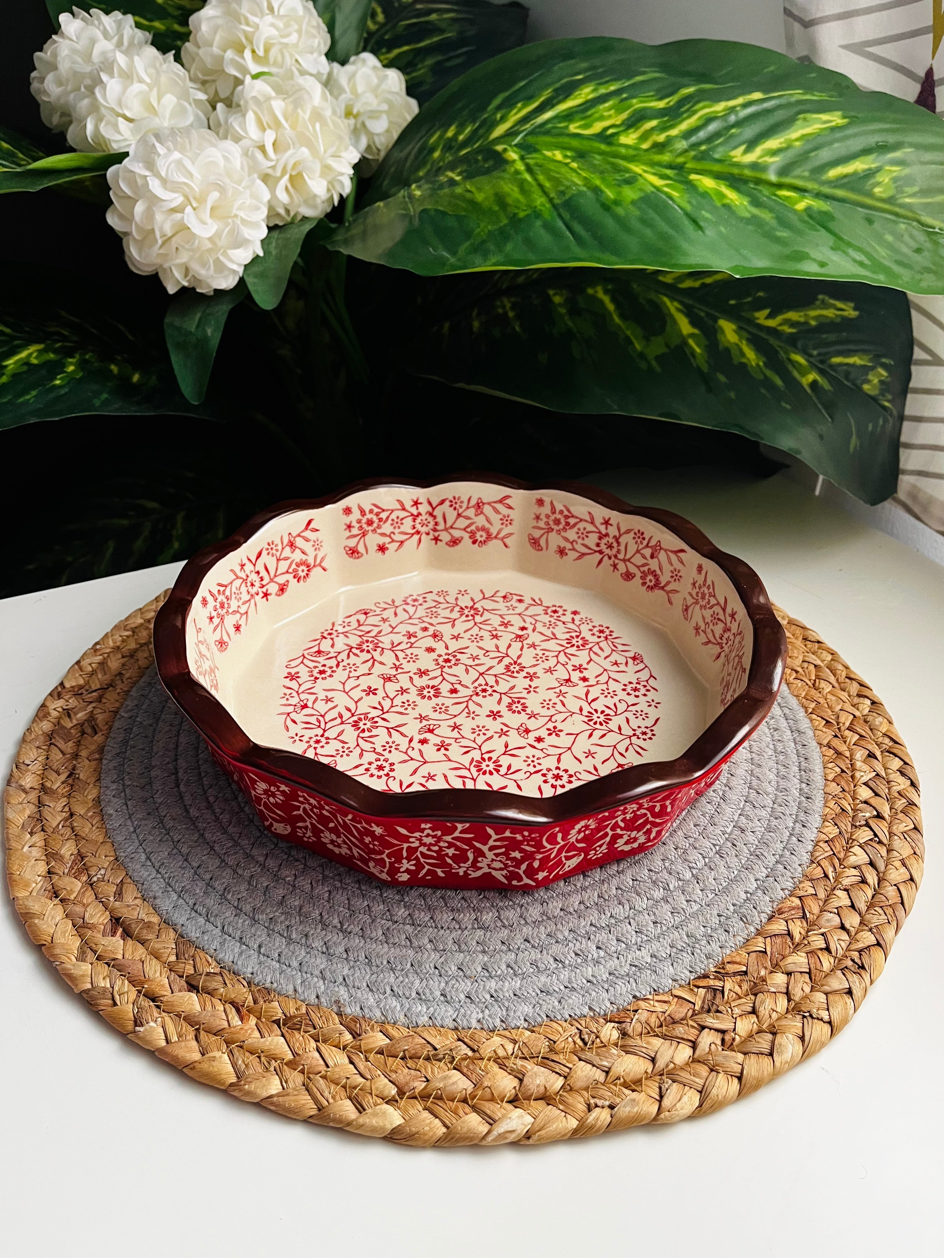 طاجن أحمر وسط 23cm(زجزاج)code02 (وسط)