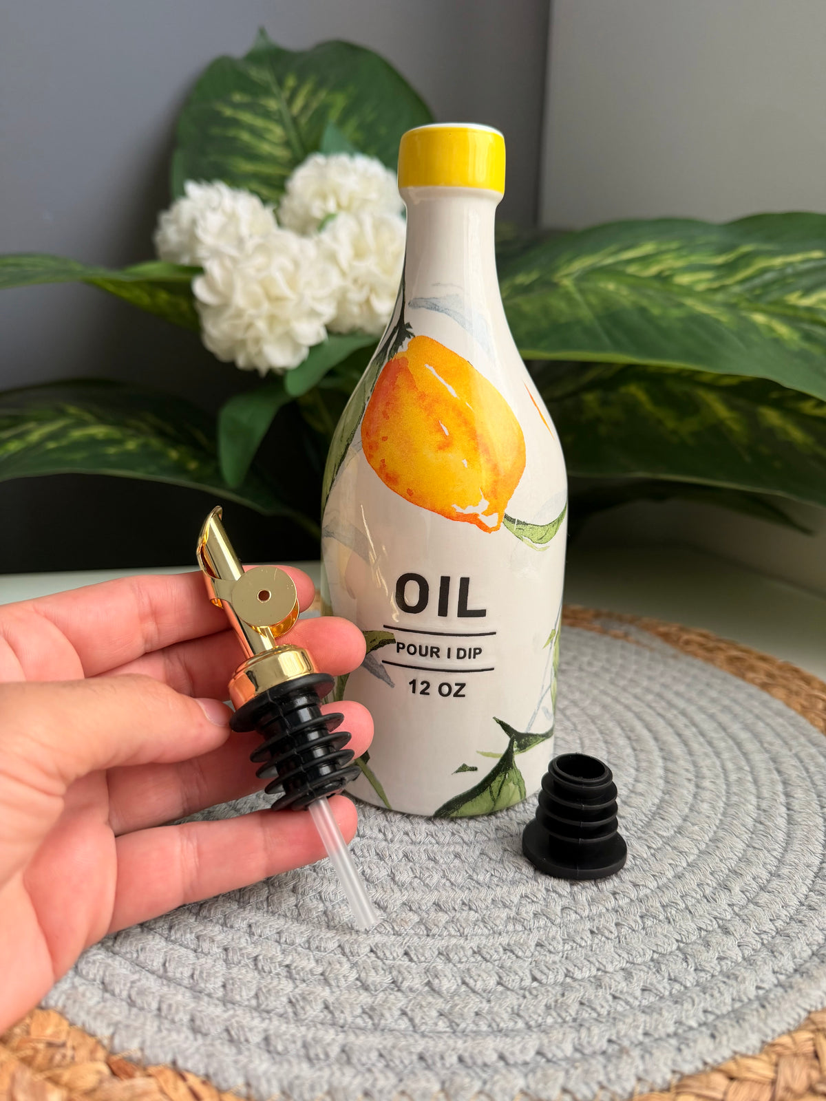 Lemon porcelain oil bottle (code340)ليمون