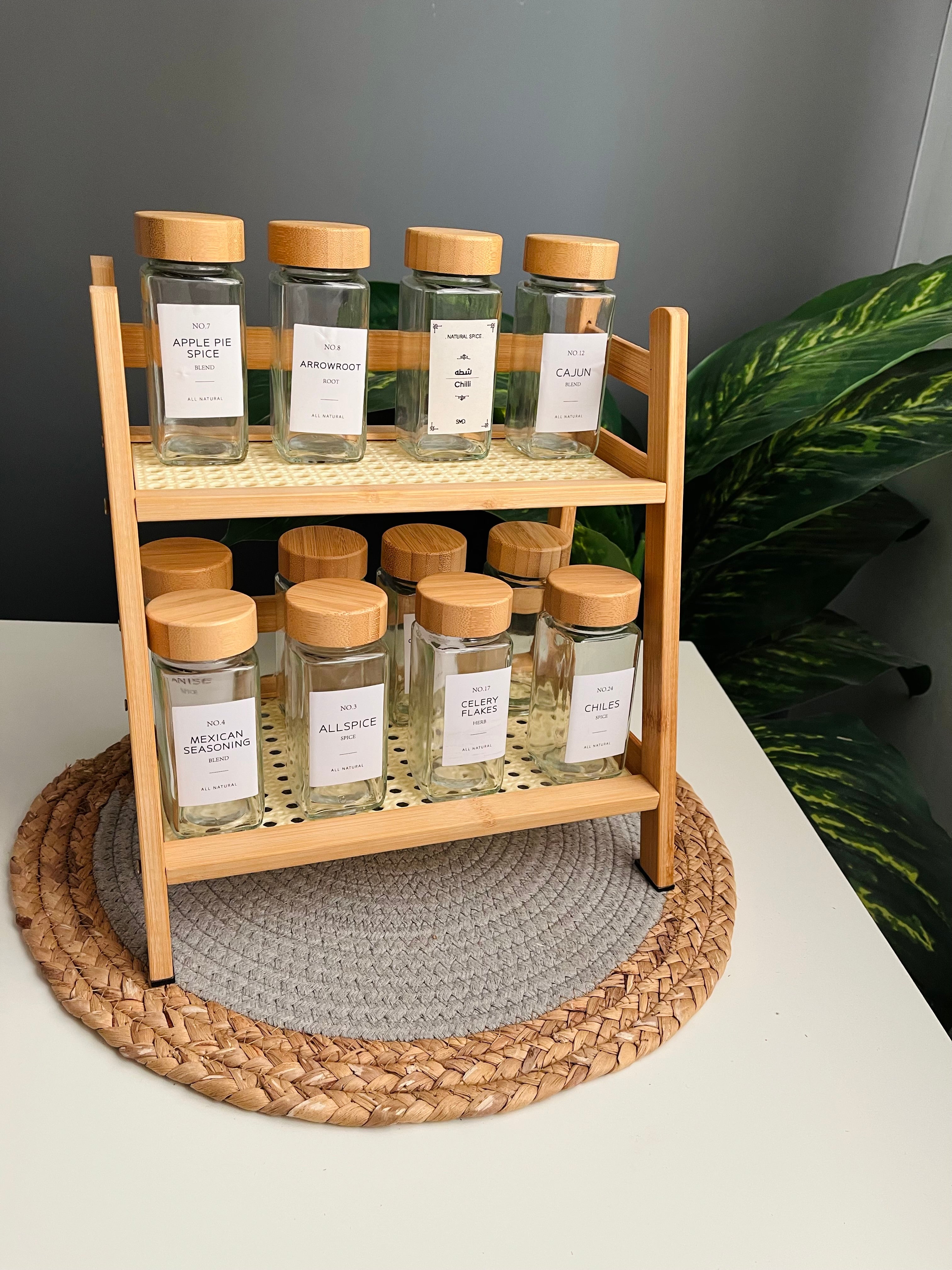 Set of 12 glass jars 150ml with stand(فاتح) (منظم فاتح)