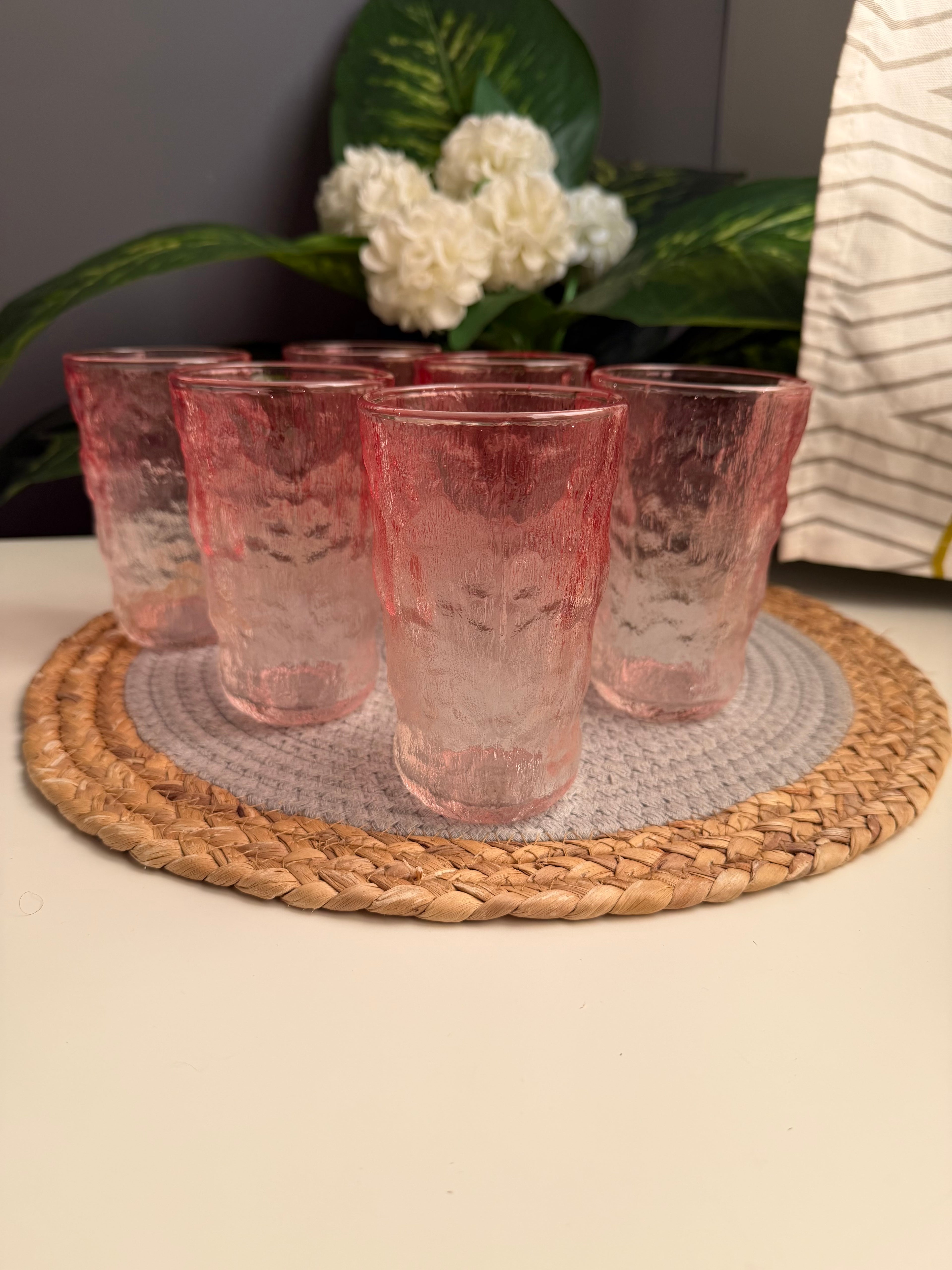 طقم ٦ قطع حرف جولد Ice glass cup (أحمر ) (code449)