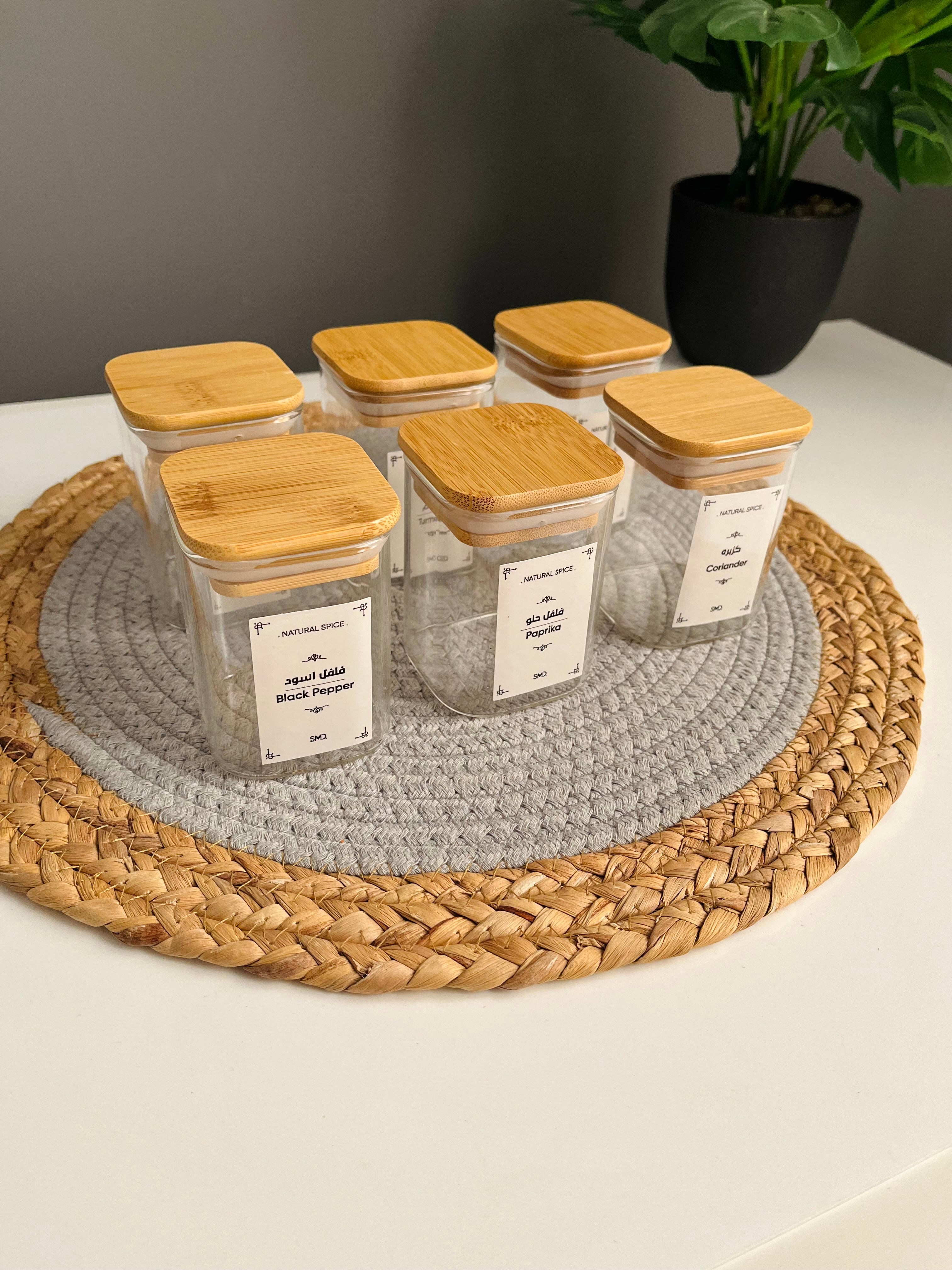 Set of 6 glass square jars 200ml