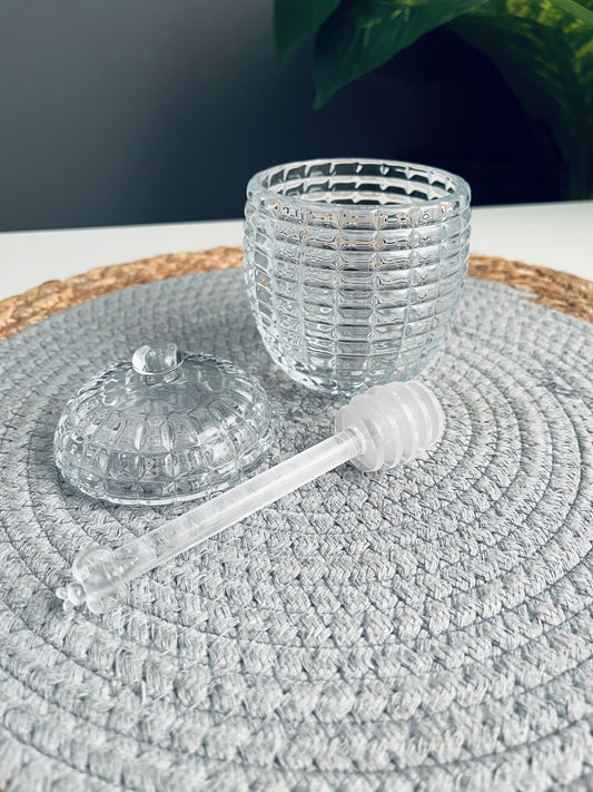 Honey glass jar 500ml + glass spoon