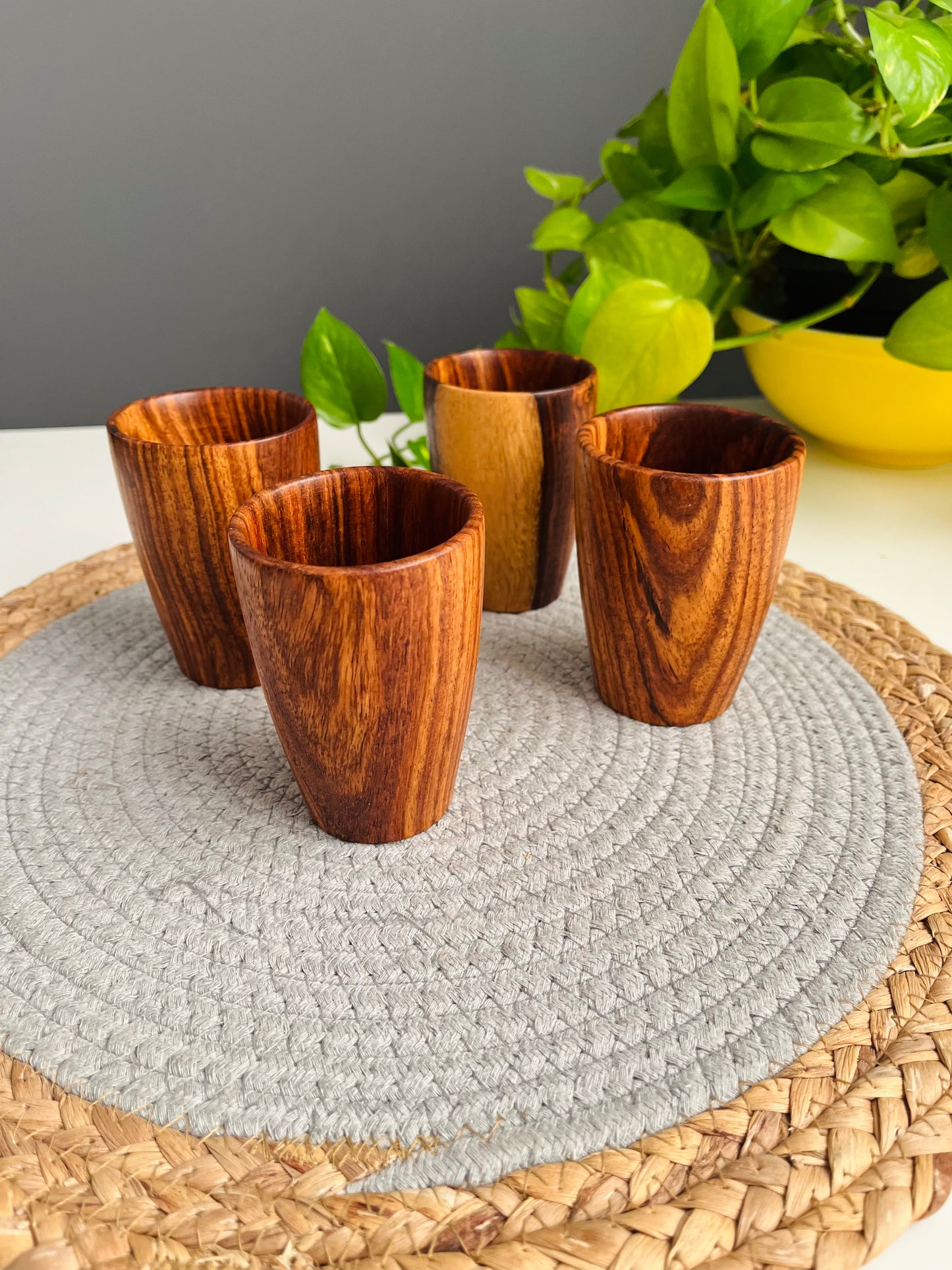 Set of 4 wooden coffee cup(small)