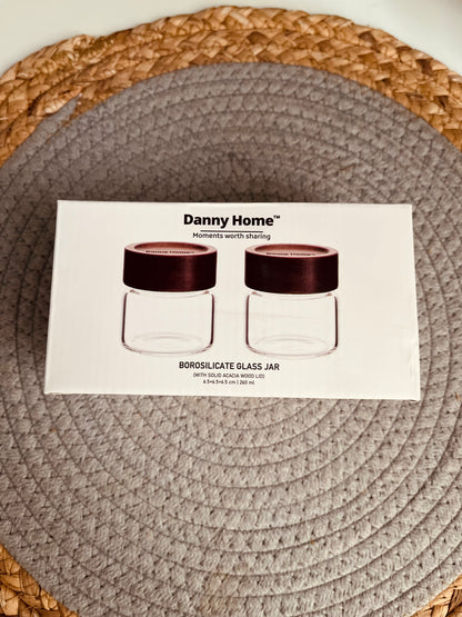 2 glass jars (Danny home)130ml(جديد)غطاء غامق