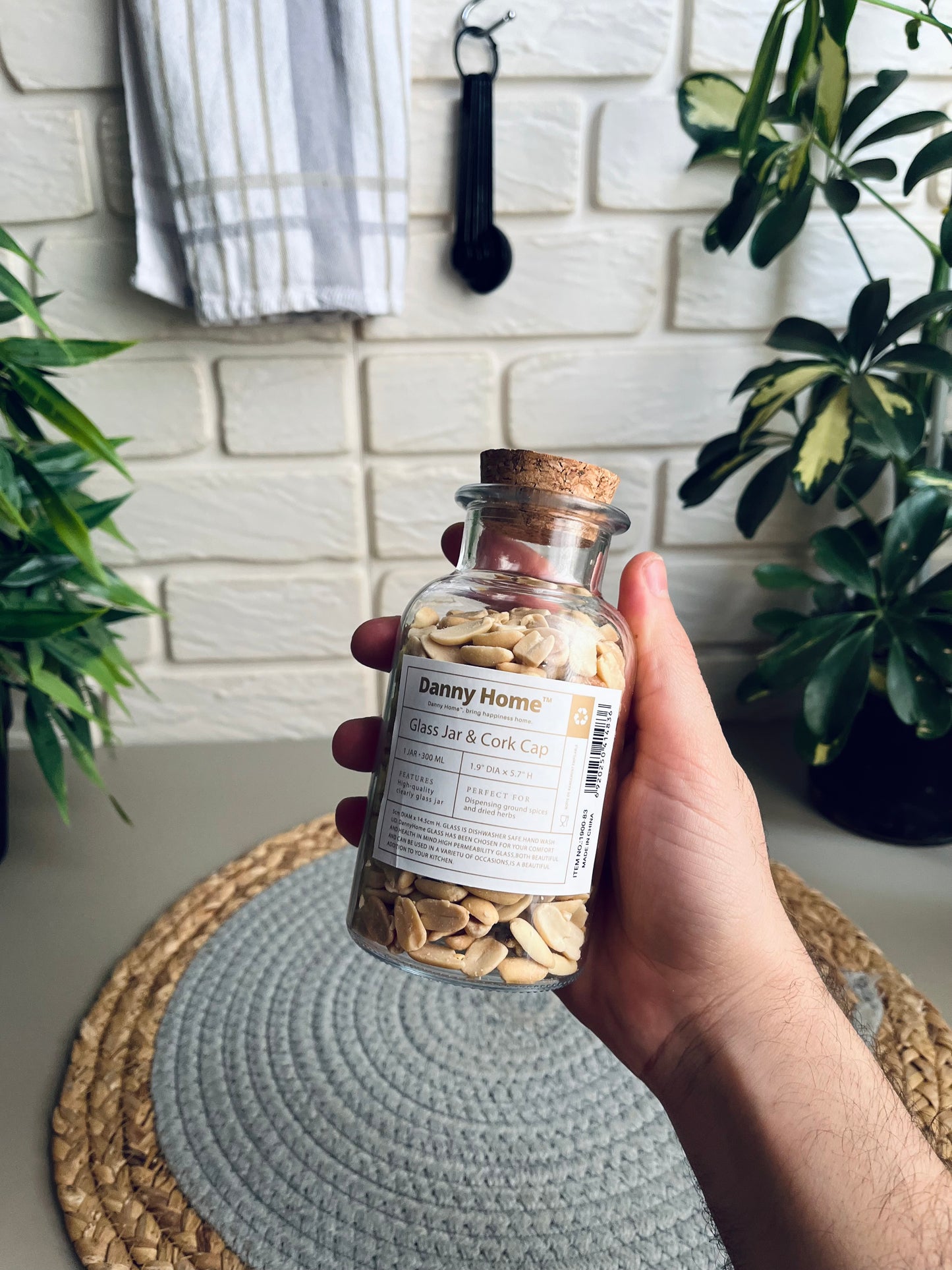One glass jar cork lid-300ml(code1900-83)