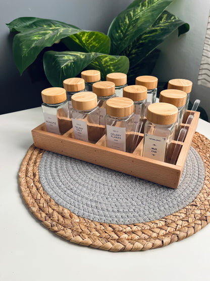 Set of 12 glass jars 150ml + new organizer