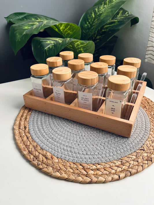 Set of 12 glass jars 150ml + new organizer