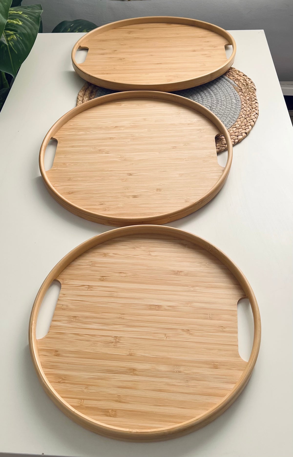 Set of 3 bamboo trays (مدور  جديد)