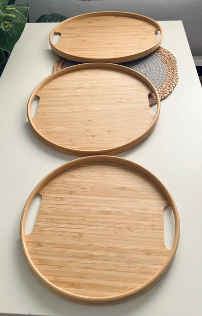 Set of 3 bamboo trays (مدور  جديد)