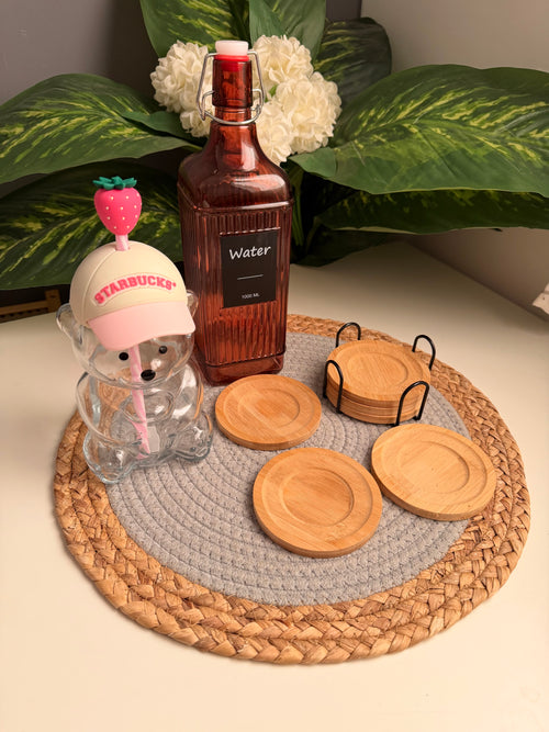 (Bundle)glass bottle-starbucks mug-bamboo coasters