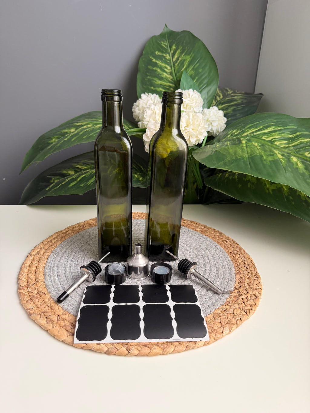 زيت ريتون Set of 2 glass oil bottles 450ml (code295)