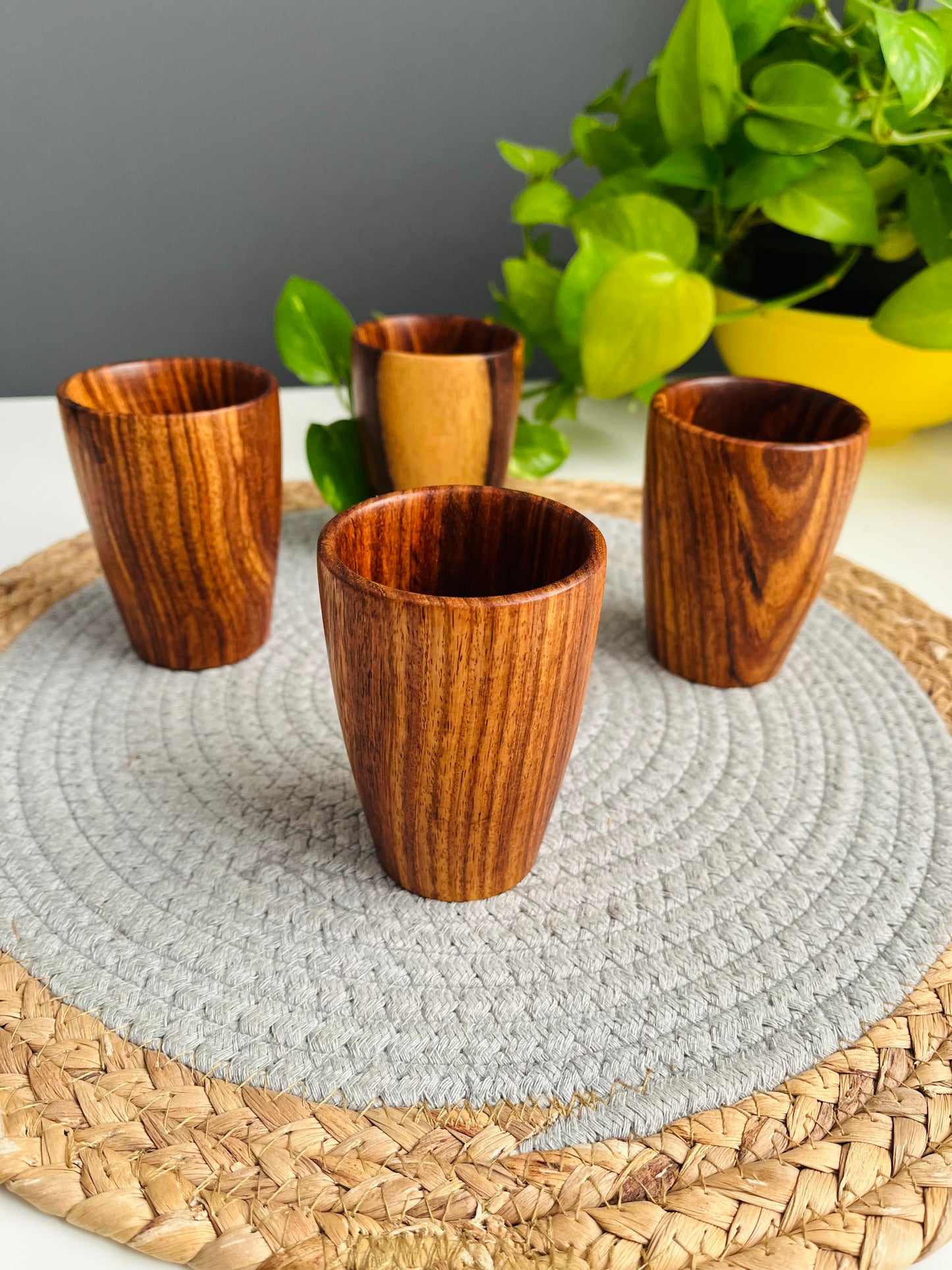 Set of 4 wooden coffee cup(small)
