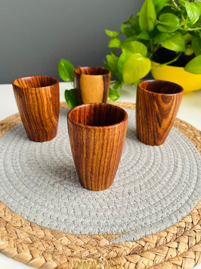 Set of 4 wooden coffee cup(small)