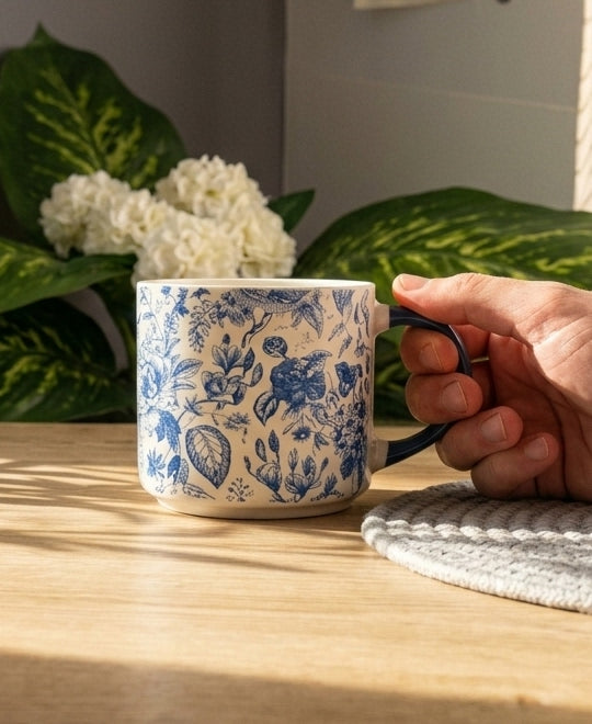 Blue Floral mug porcelain (code1941)