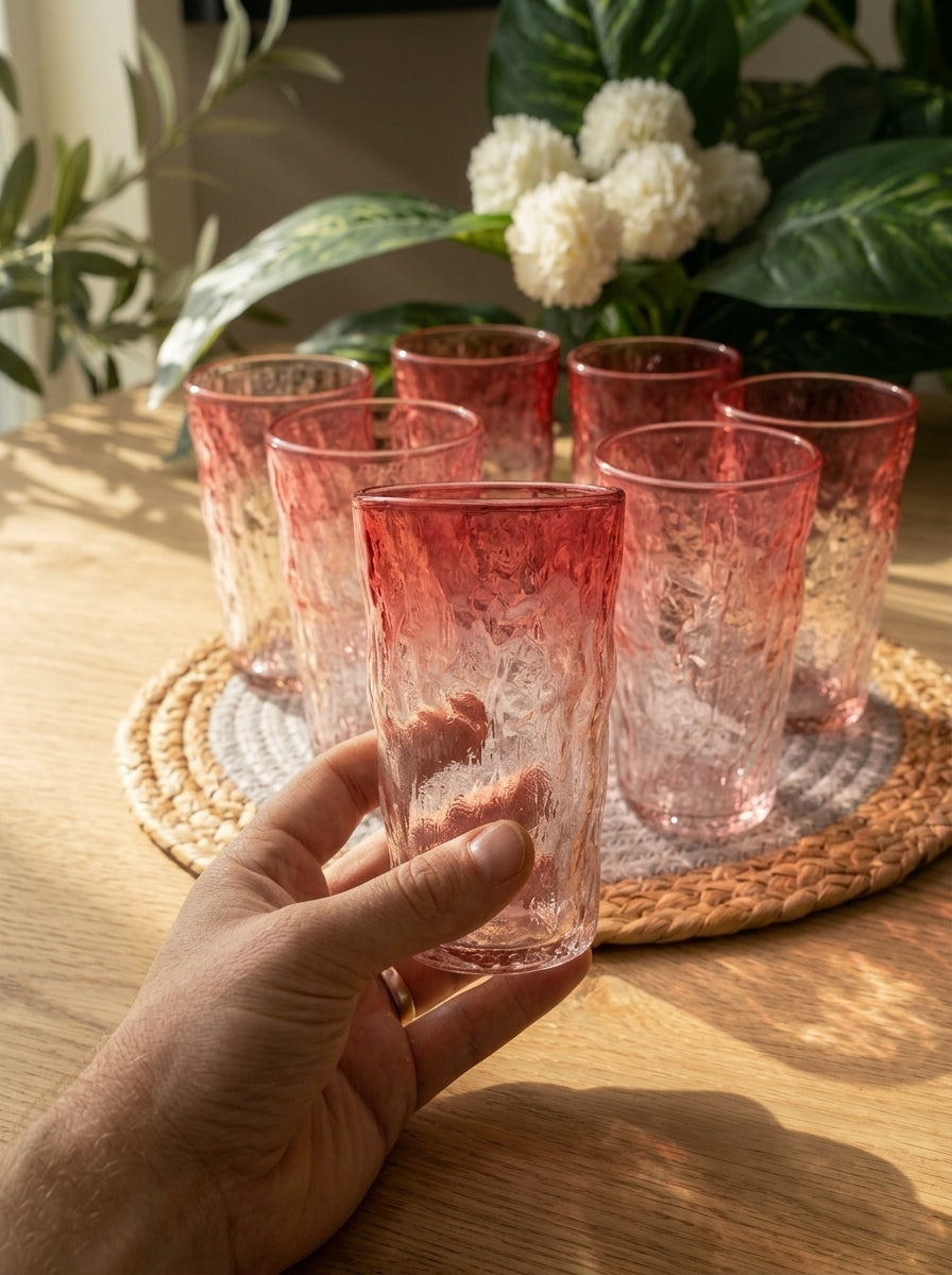 طقم ٦ قطع حرف جولد Ice glass cup (أحمر ) (code449)